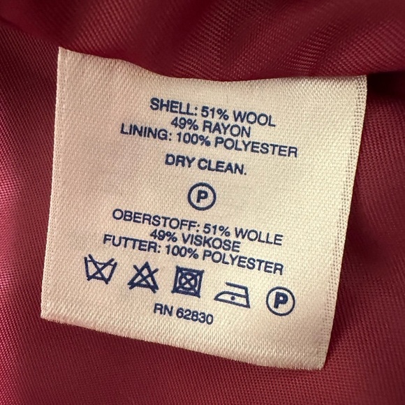 Lands’end Pink Wool Blend, Ladies Pea Coat, Size 10 with two pockets - Picture 9 of 10